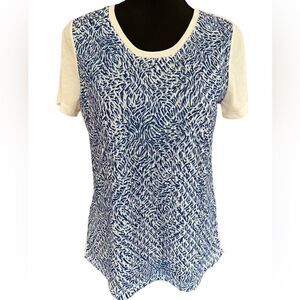 New with tags Lana Lee blue/white shirt sleeved top with diamond overlay size S
